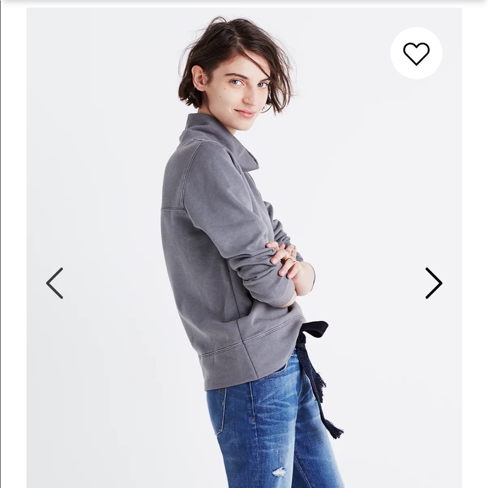 Madewell Gray Garment Dyed Funnelneck Sweatshirt
